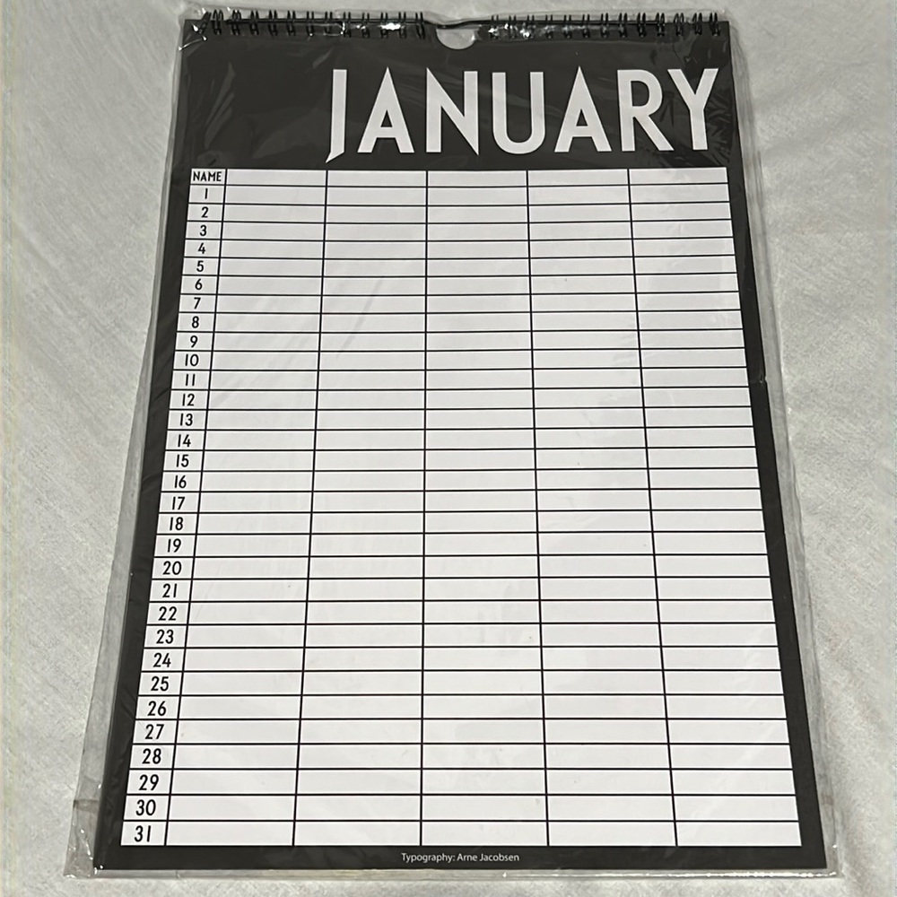 DESIGN LETTERS + Arne Jacobsen - monthly planner typography by Arne Jacobsen